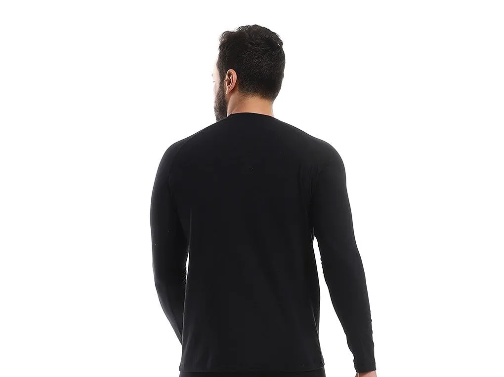 Men's Long Sleeve Cotton Undershirt - Black