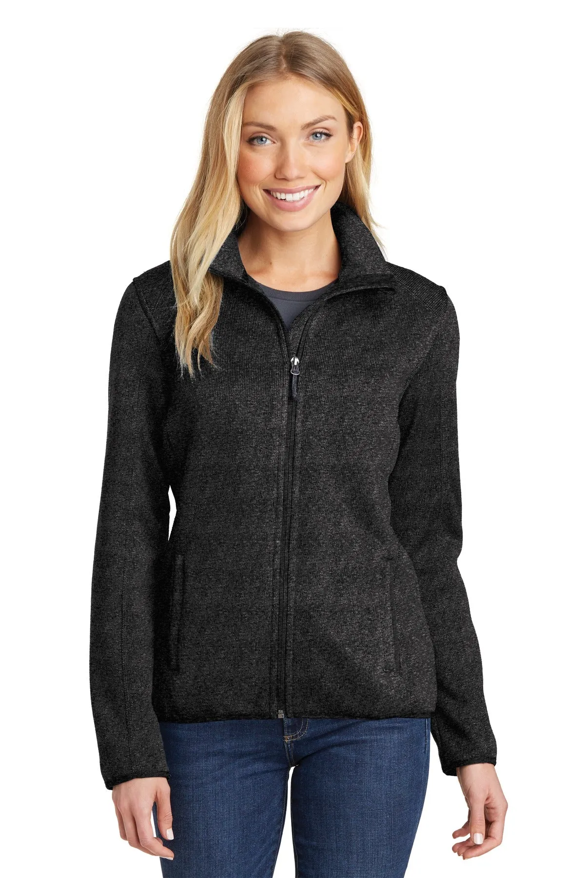 MGH/MGB Port Authority Ladies Sweater Fleece Jacket  Black X-Small