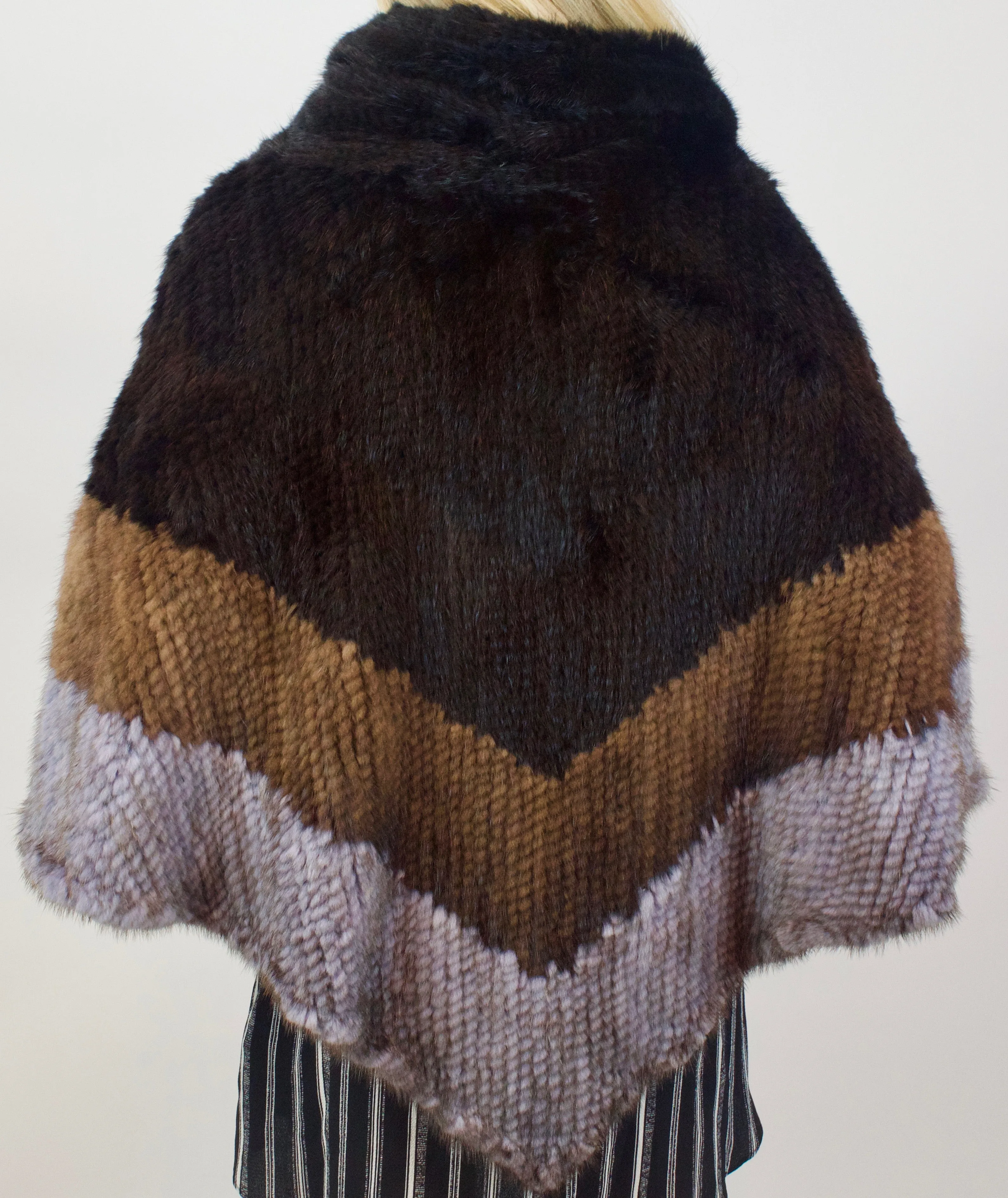 Mink Poncho Tri-Color (Handmade)