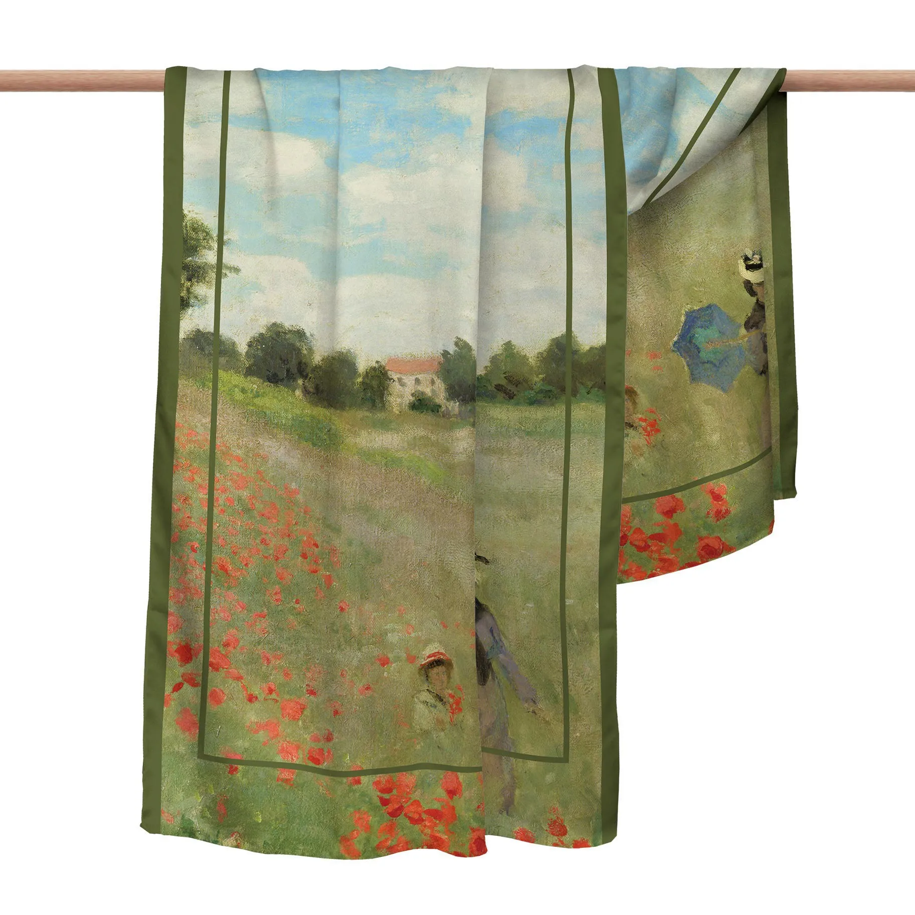 Monet Poppy Field Silk Blend Women's Fashion Shawl