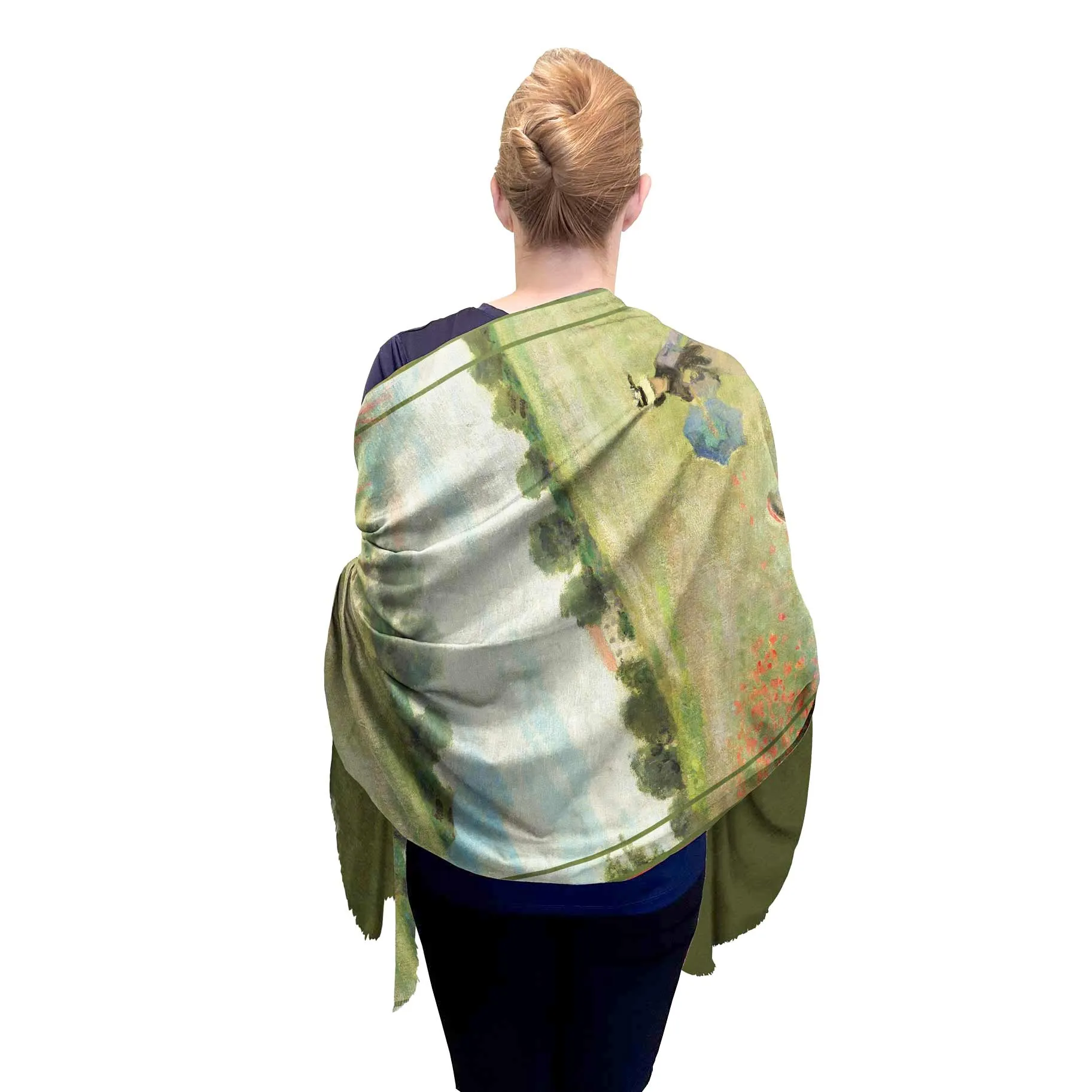 Monet Poppy Field Silk Blend Women's Fashion Shawl