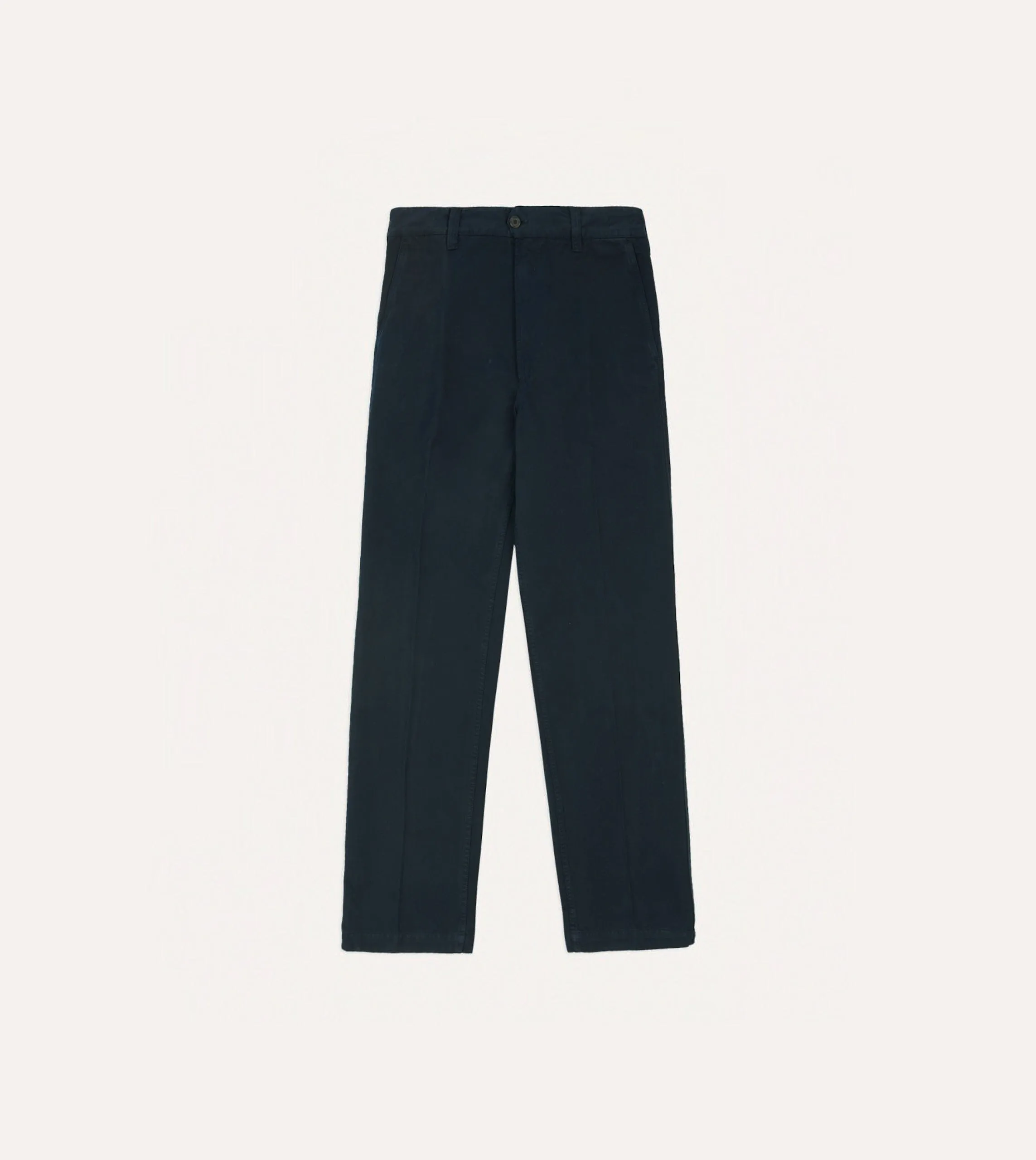 Navy Textured Cotton Flat Front Chino