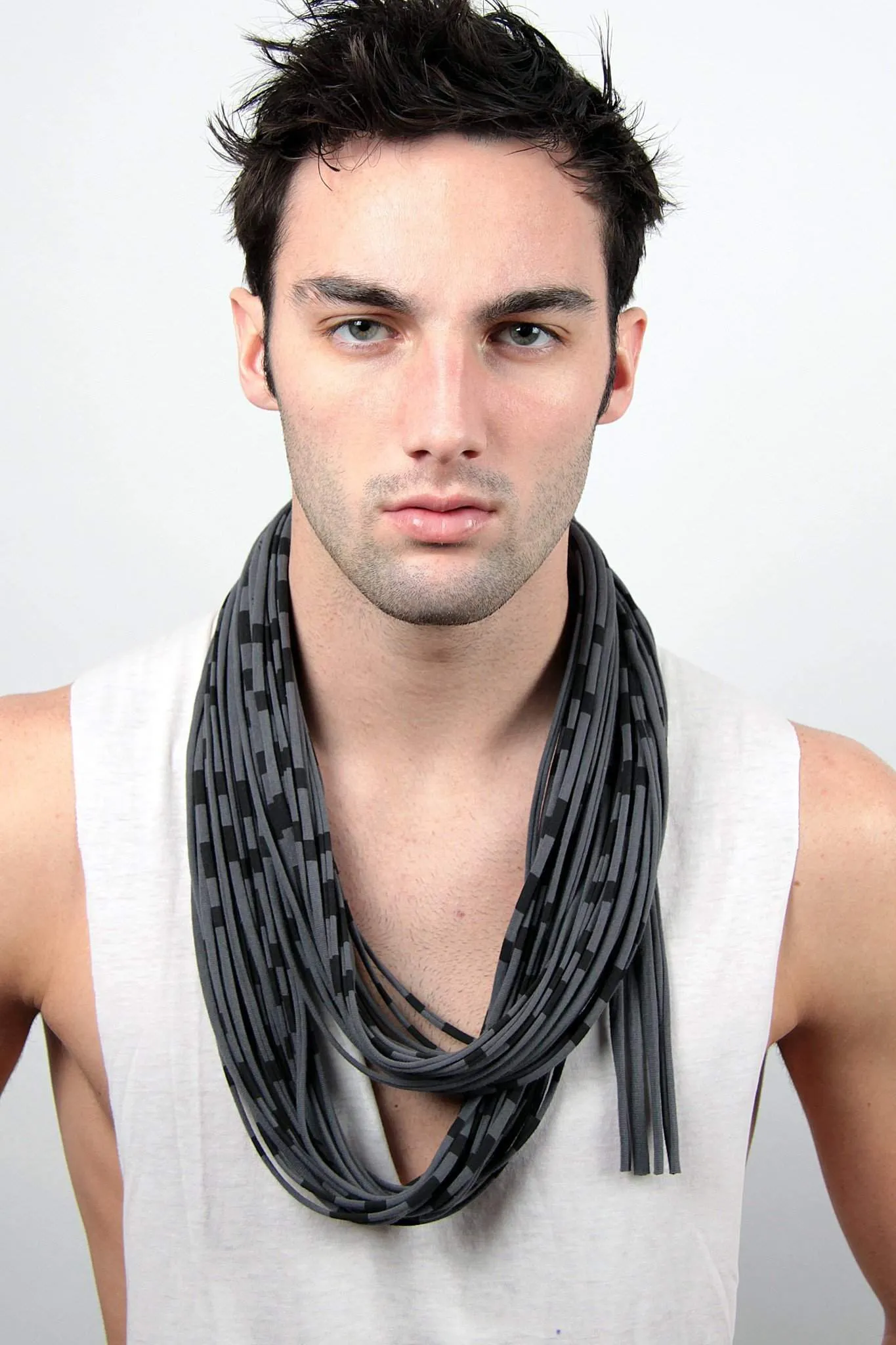 Necklush Infinity Scarf / Striped Dark Grey / Unisex