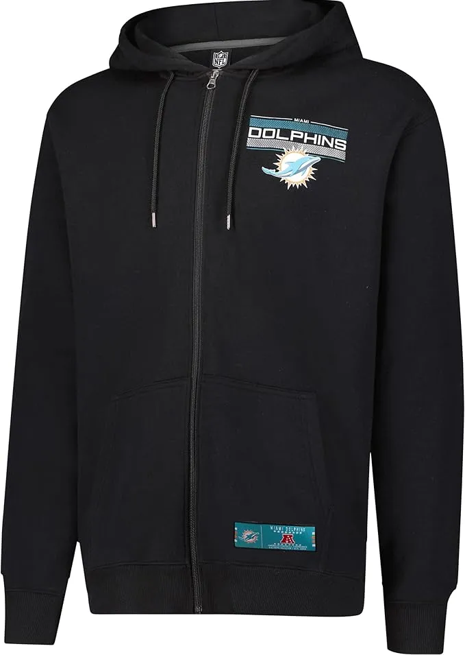 NFL Official Adults Super Soft Supreme Full Zip Hoodie Sweatshirt Jacket -  Warm Polyester Blend - Unisex|Miami Dolphins