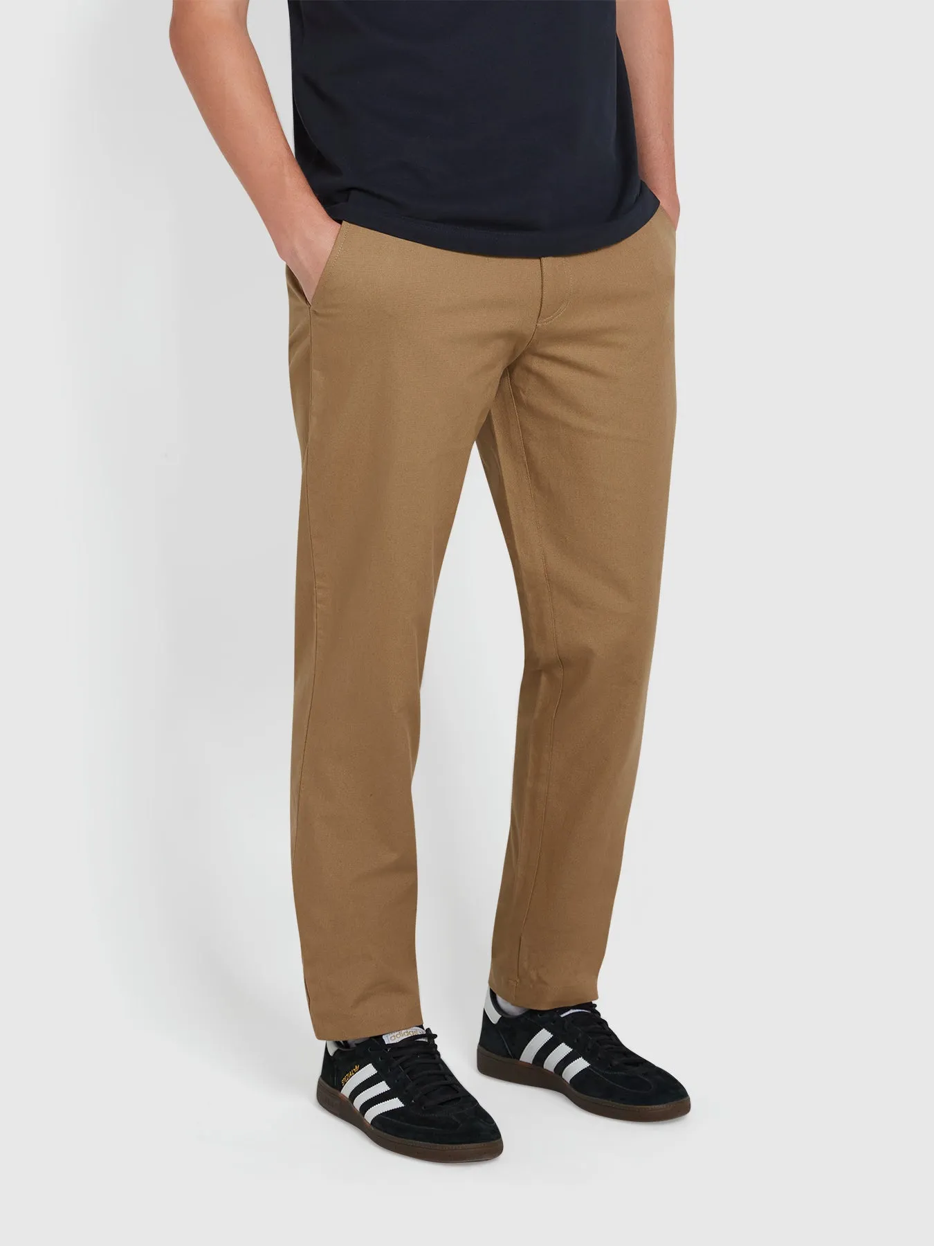 Norwood Regular Fit Cotton Hopsack Trousers In Beige