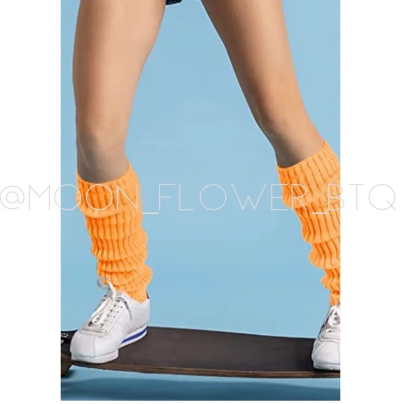 Orange Leg Warmers Toeless Yoga Dance Socks