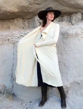 ORGANIC WOOL Cocoon Belted Below Knee Jacket