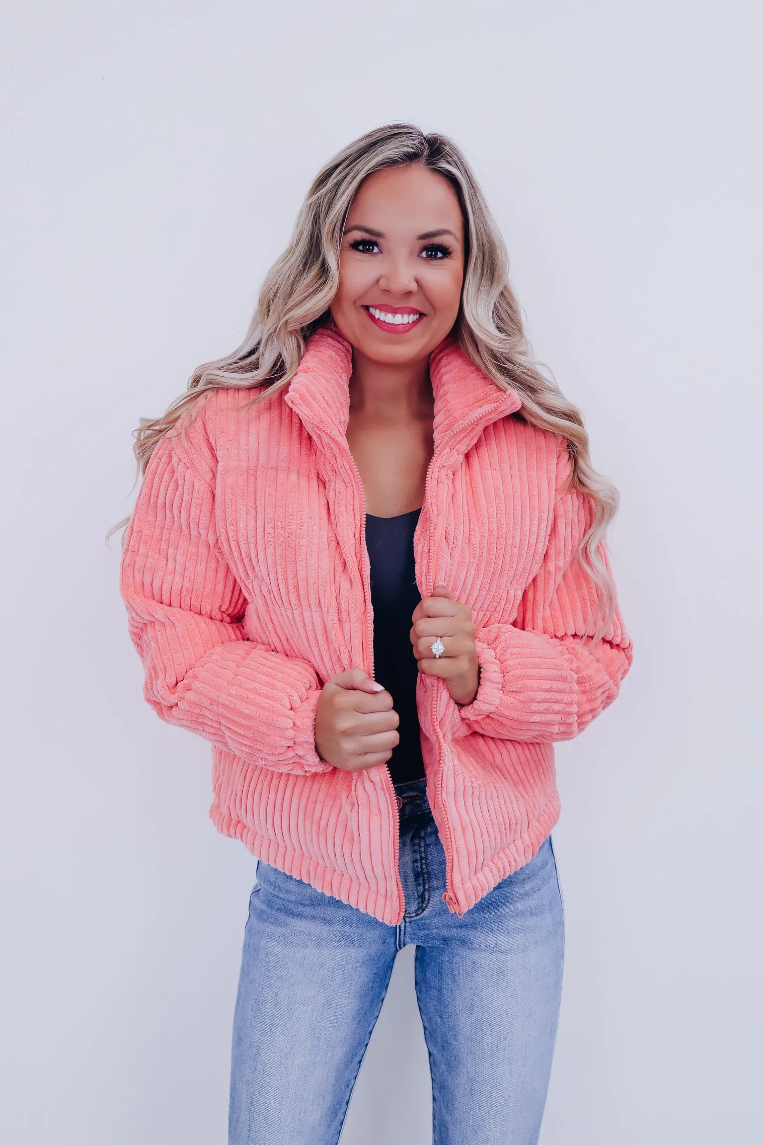 Paddington Corduroy Puffer Jacket - Pink