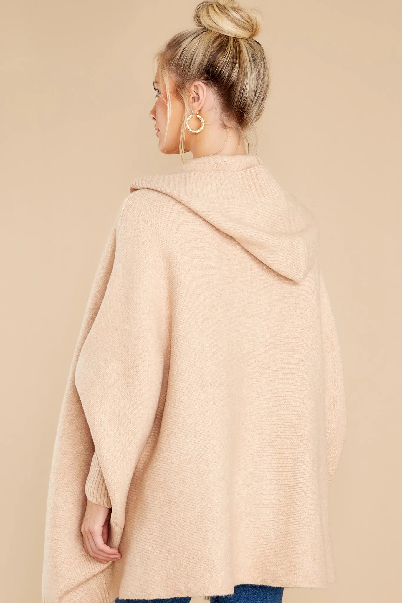 Passing Cities Beige Poncho Cardigan