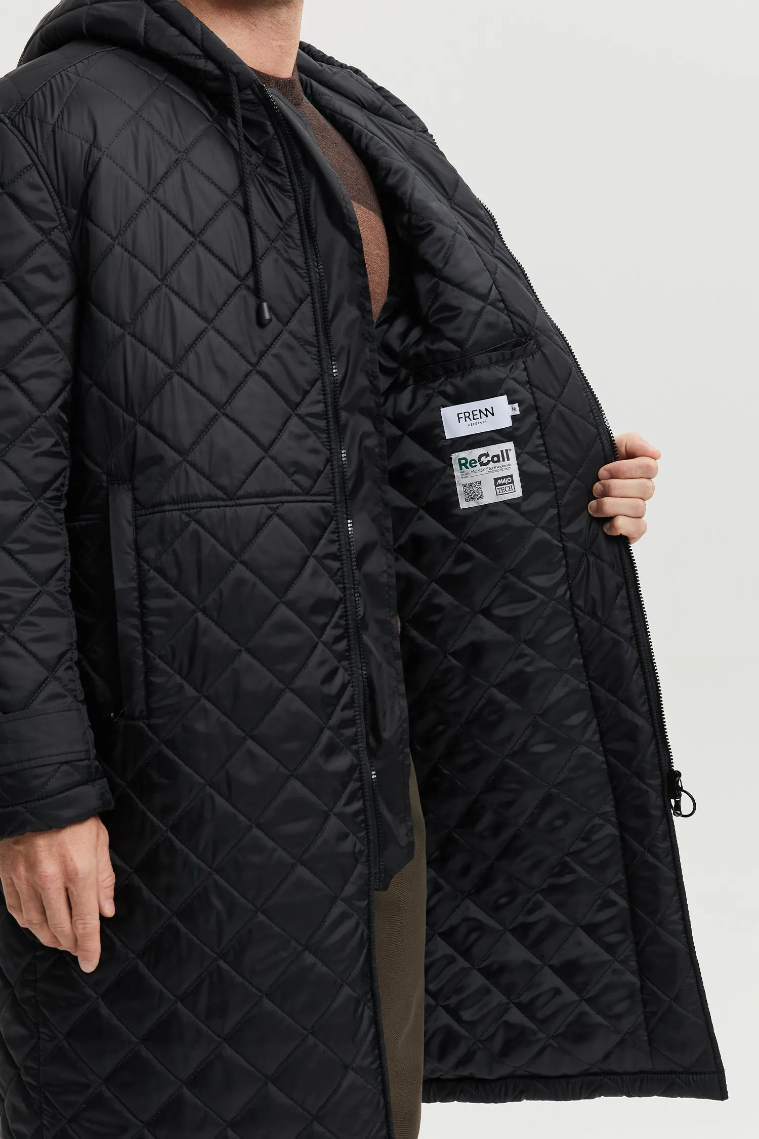 Pentti Water & Wind Repellent Quilted Parka Coat Black