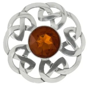 Plaid Brooch Celtic Interlace with Stone