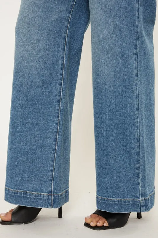 Plus High Rise Trouser Wide Leg Jeans