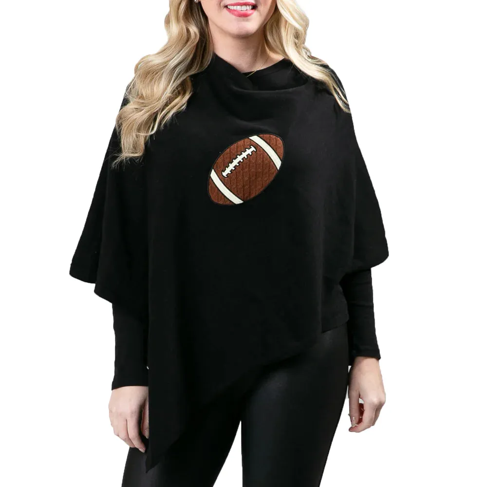 Poncho black with brown cable knit football