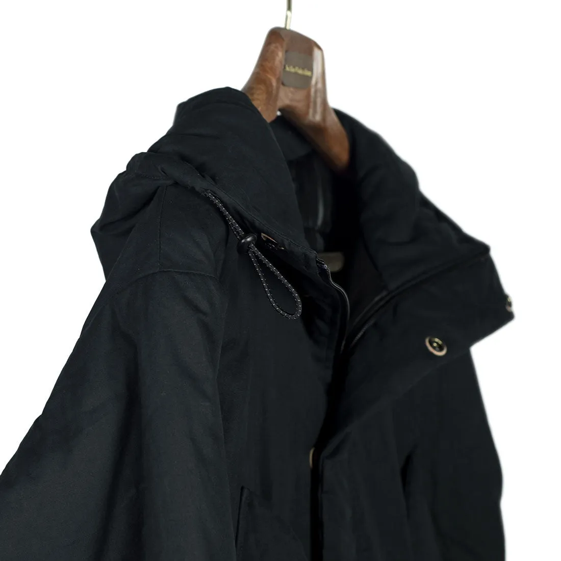 "Harry's Coat" parka in black water-resistant quilted Vancloth