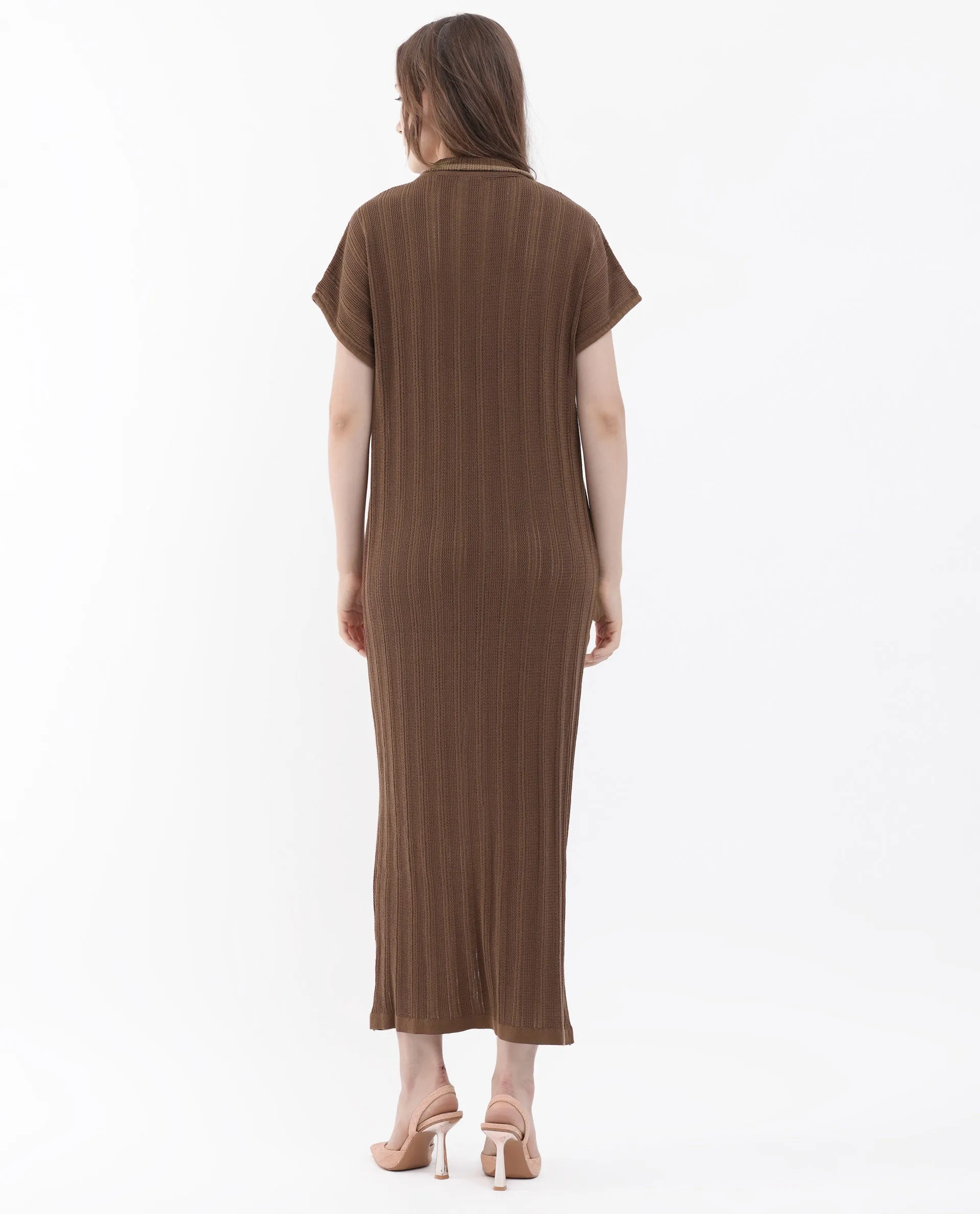 Rareism Womens Meyora Brown Dress V-Neck Solid