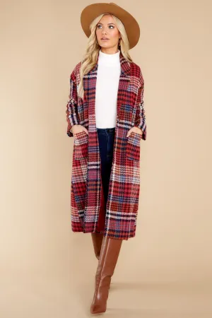 Ready For Change Berry Pink Plaid Coat