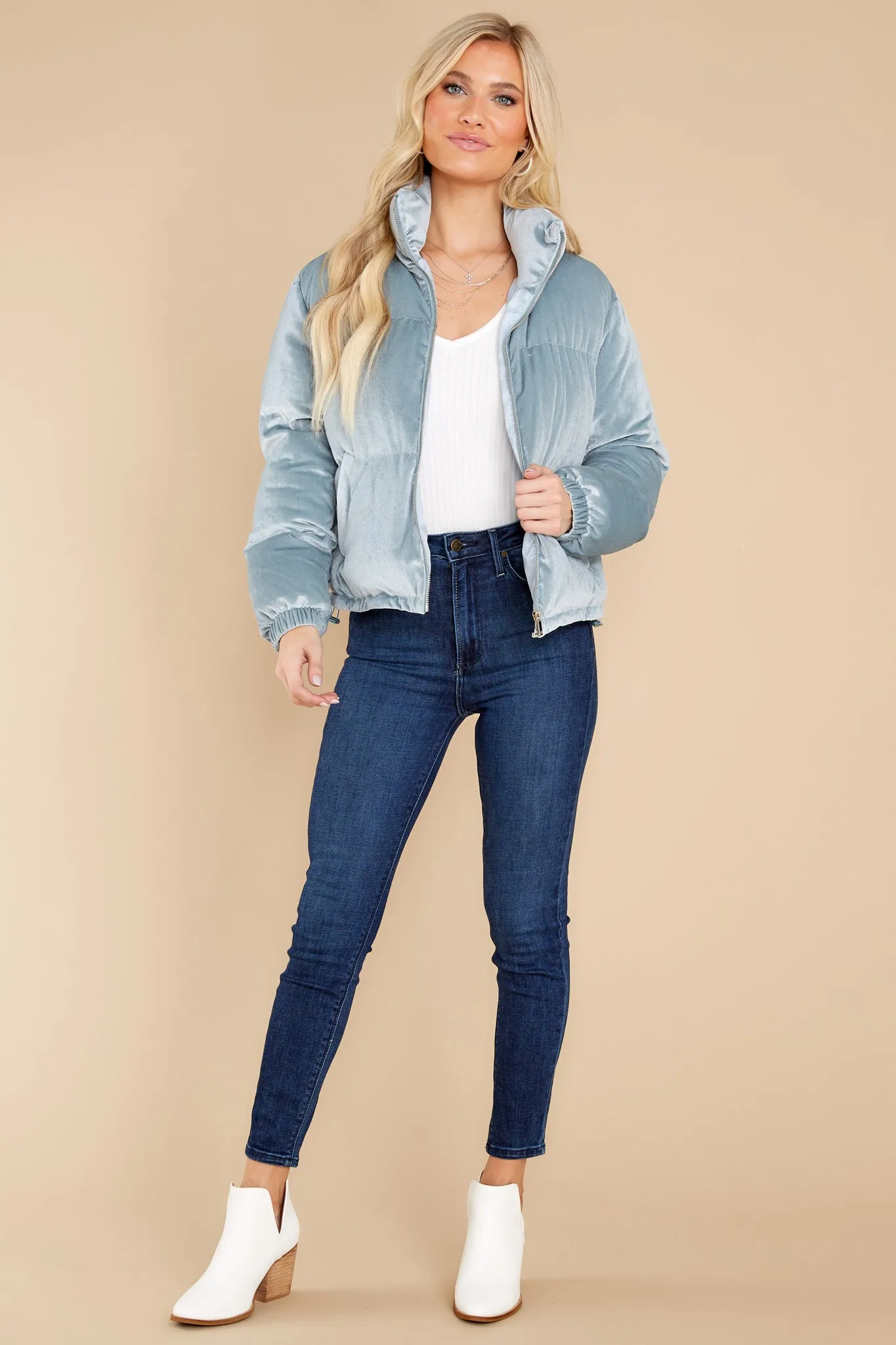 Ready For The Chill Dusty Blue Puffer Jacket