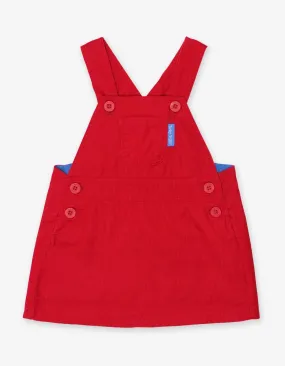 Red Corduroy Dungaree Dress