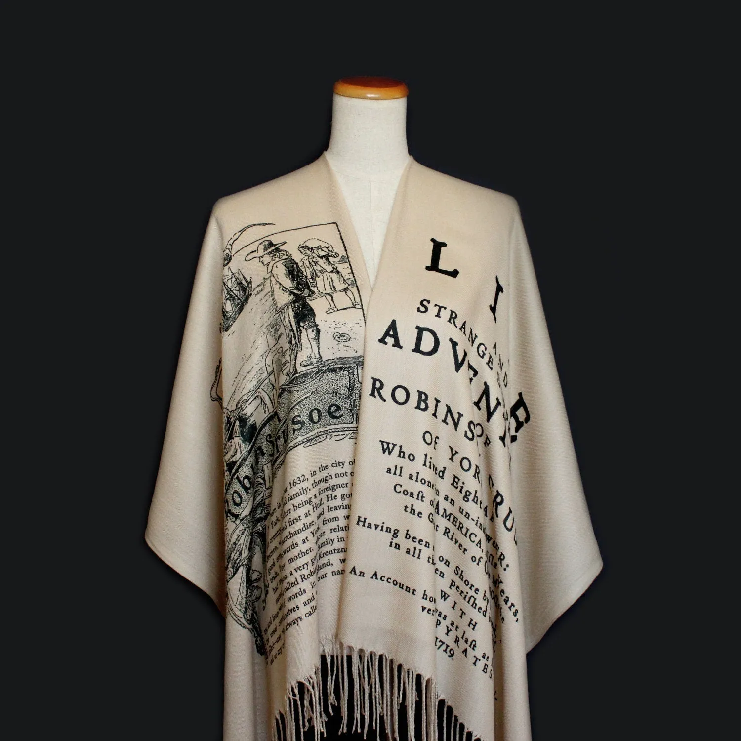 Robinson Crusoe by Daniel Defoe Scarf/Shawl. Book scarf, Literary Gift.