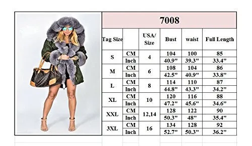 Roiii Women's Warm Winter Coat Hood Parka Overcoat Faux Fur Jacket Outwear (L, Black)