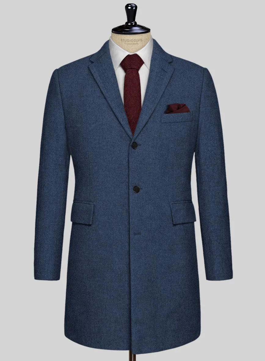 Rope Weave Persian Blue Tweed Overcoat