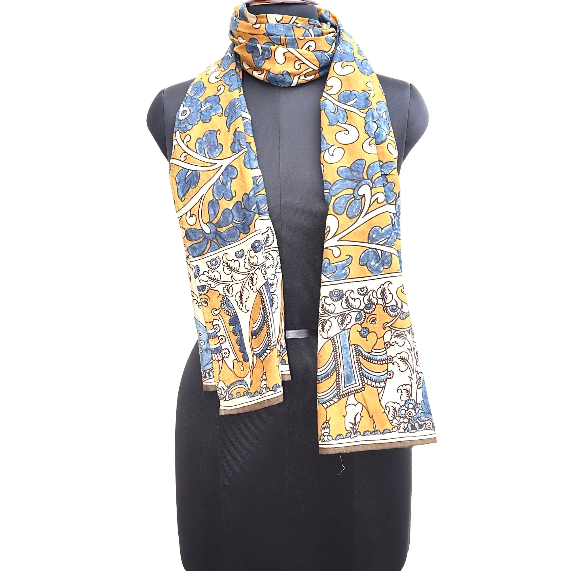 Royal Woodland Reverie – Limited Edition Hand Painted Cotton Scarf(HS0023)