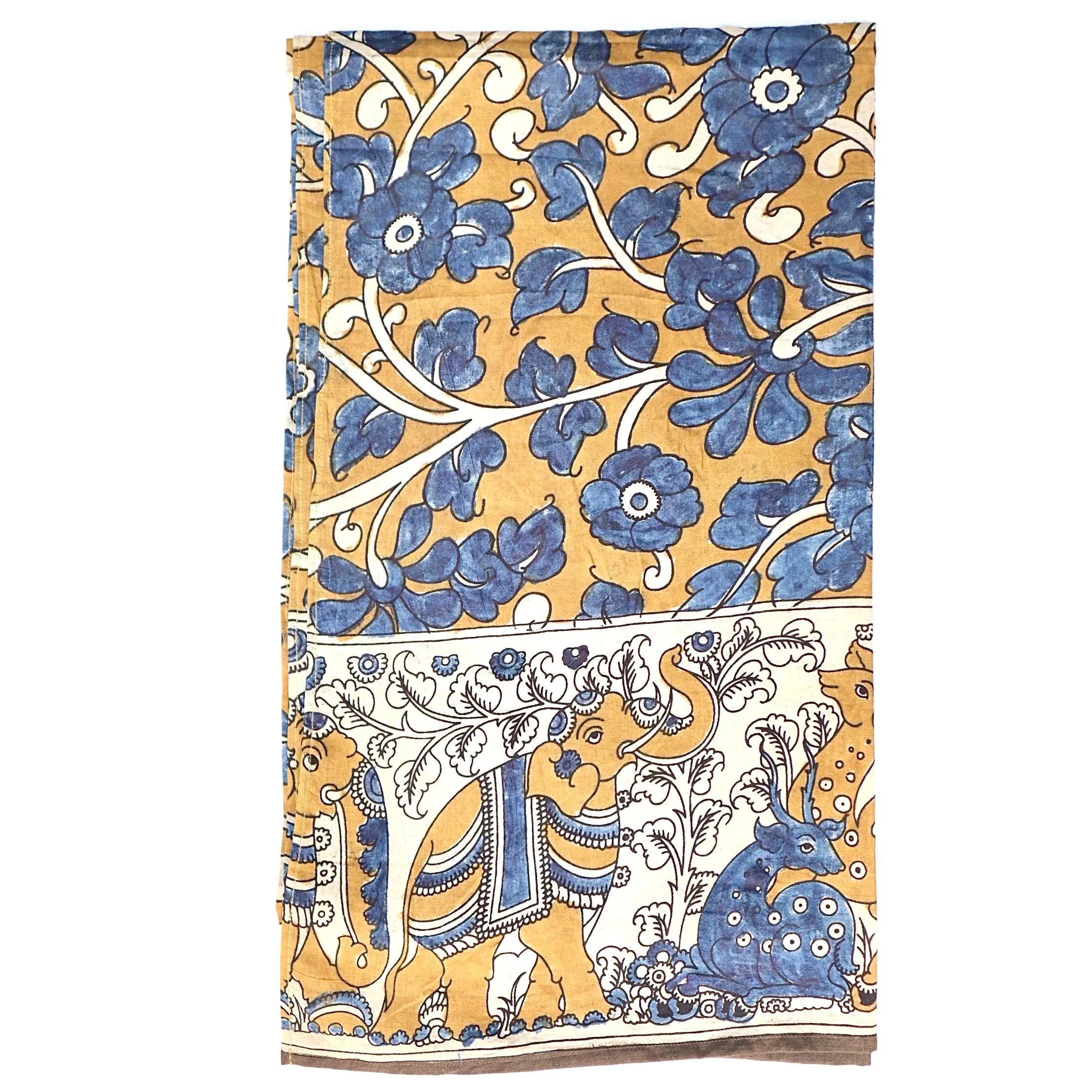 Royal Woodland Reverie – Limited Edition Hand Painted Cotton Scarf(HS0023)