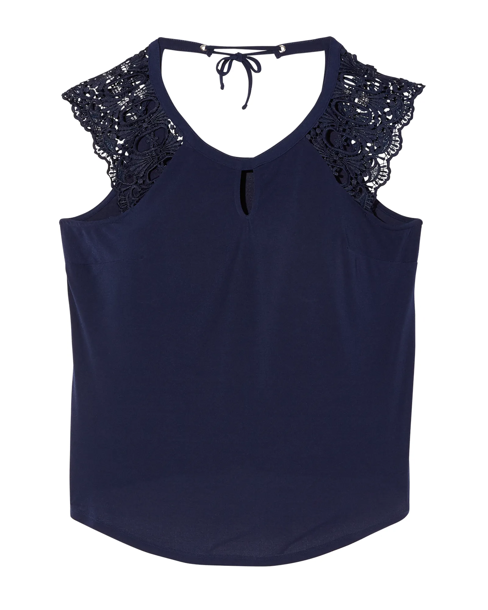 Sarine Crochet Detail Woven Tank | Navy