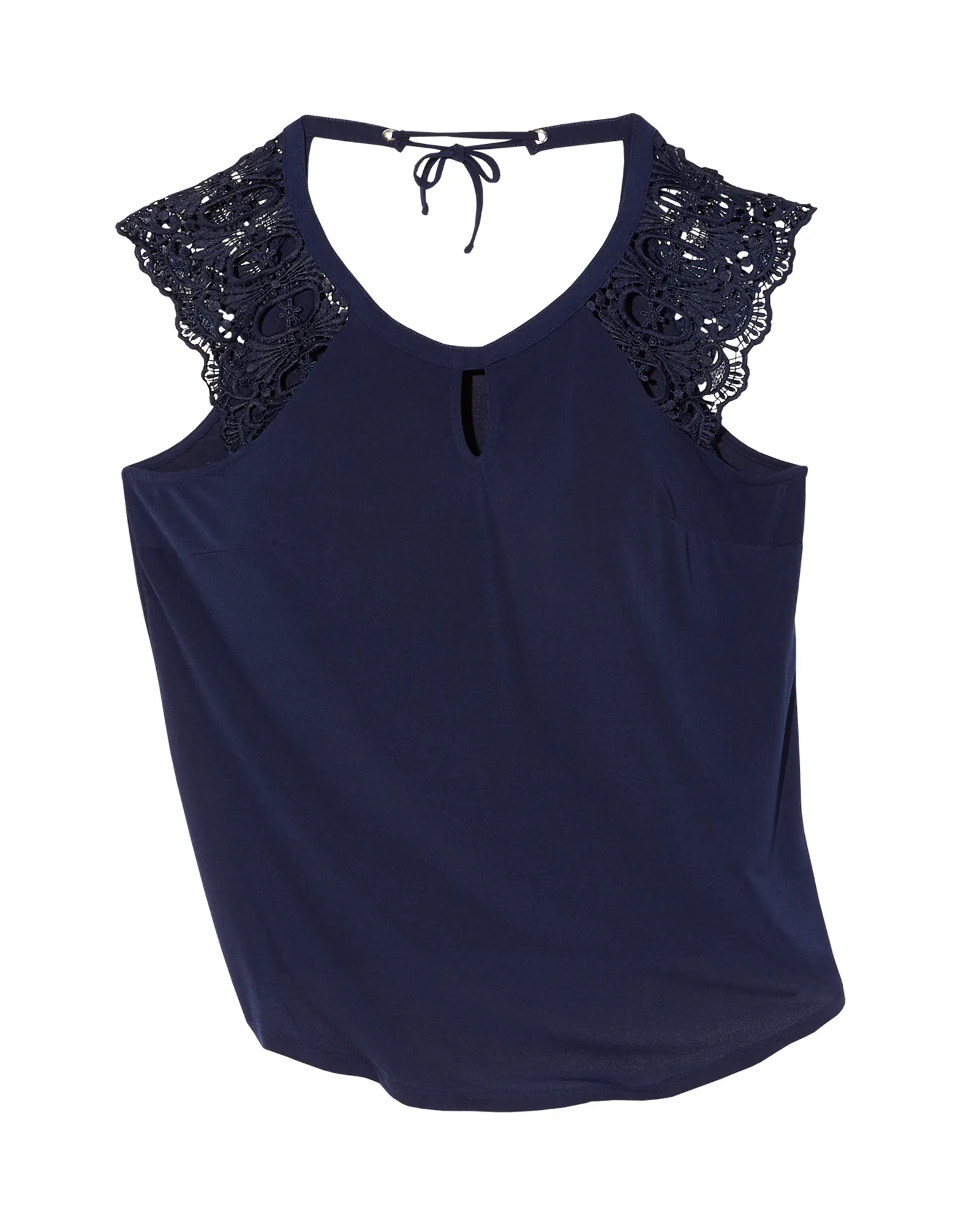 Sarine Crochet Detail Woven Tank | Navy