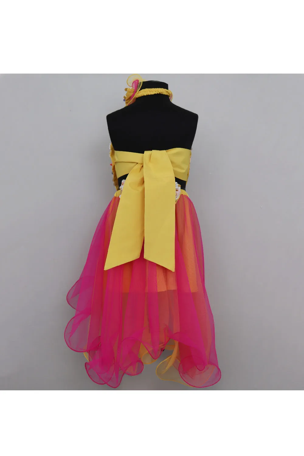 Sequins Bow Detailing Tube Top With High Low Organza Skirt