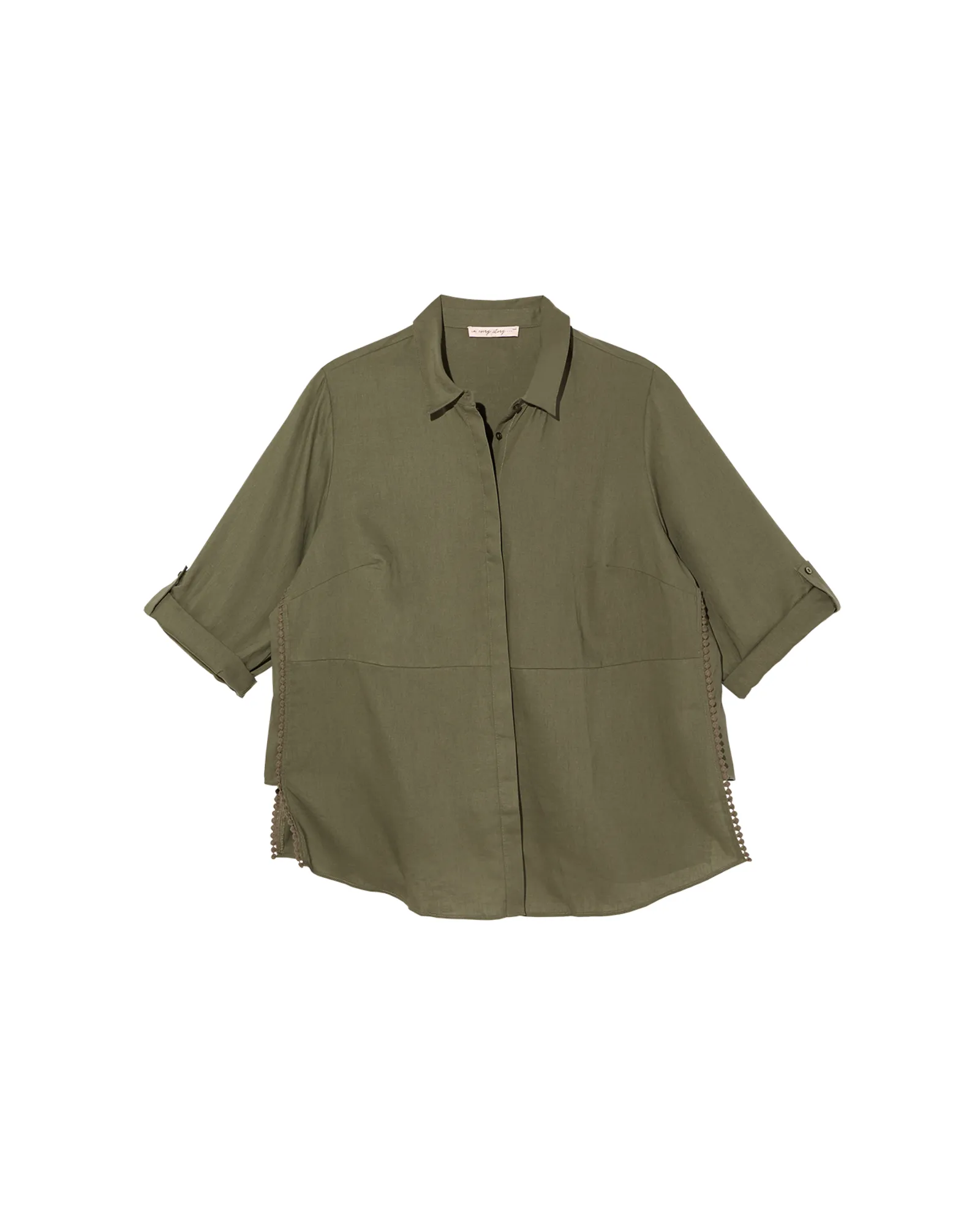 Shannon Linen Button Down Blouse | Olive Green