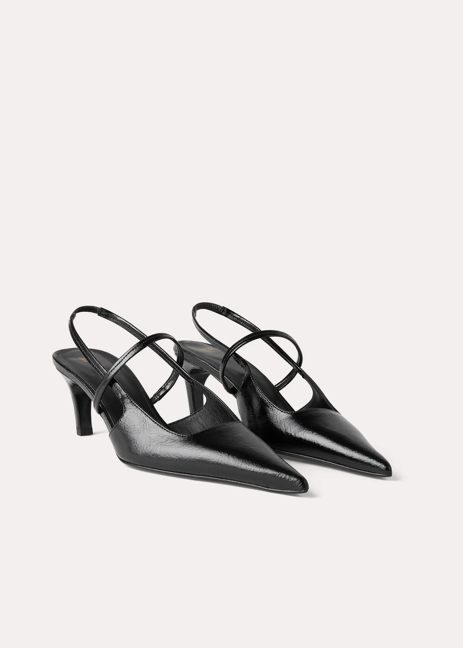 Sharp patent slingbacks black