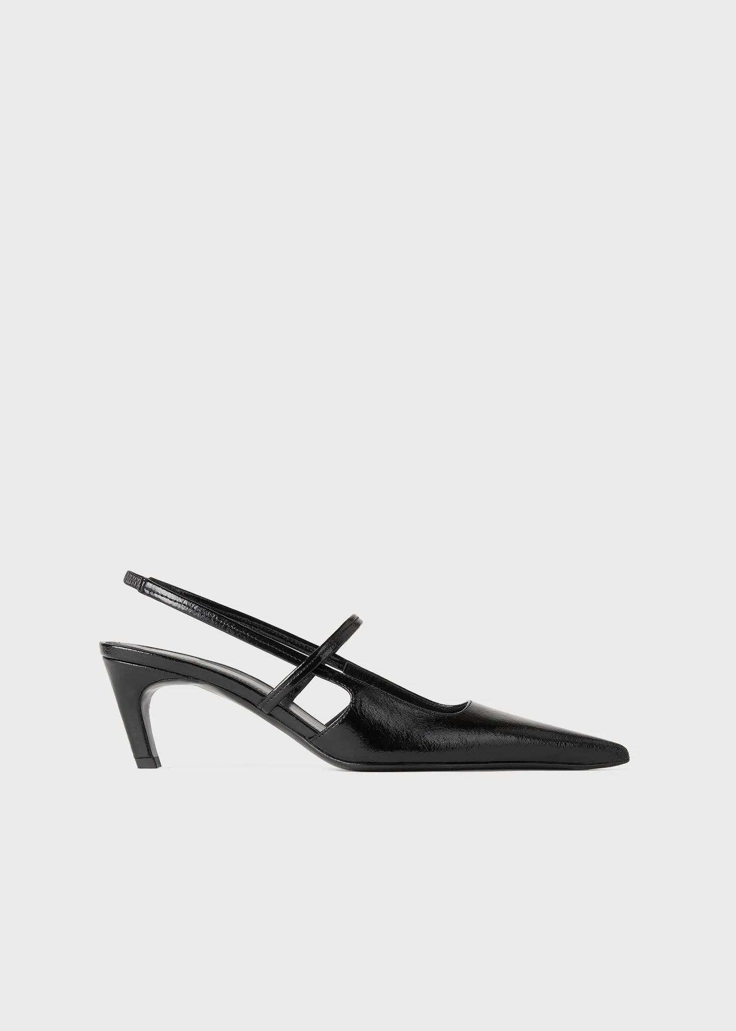 Sharp patent slingbacks black