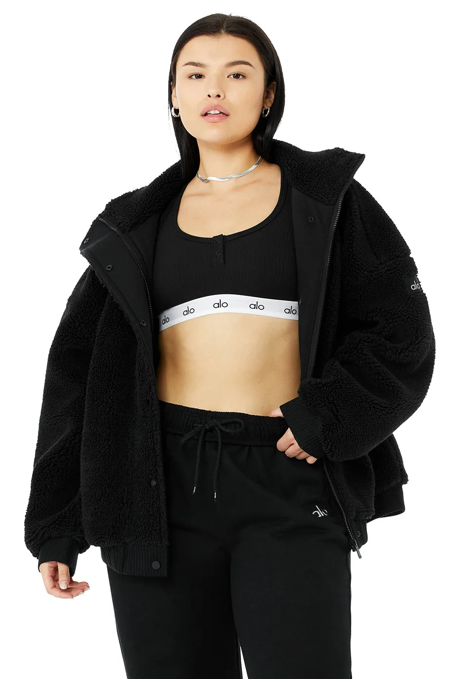 Sherpa Varsity Jacket - Black