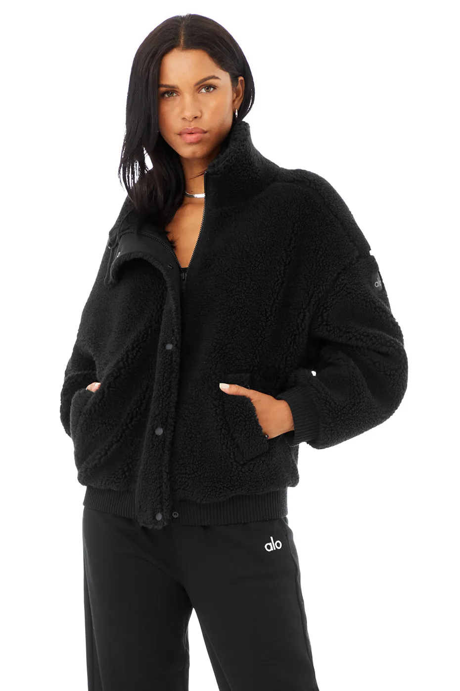 Sherpa Varsity Jacket - Black