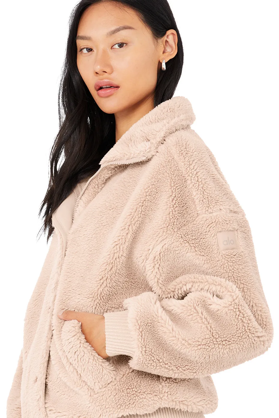 Sherpa Varsity Jacket - Dusty Pink