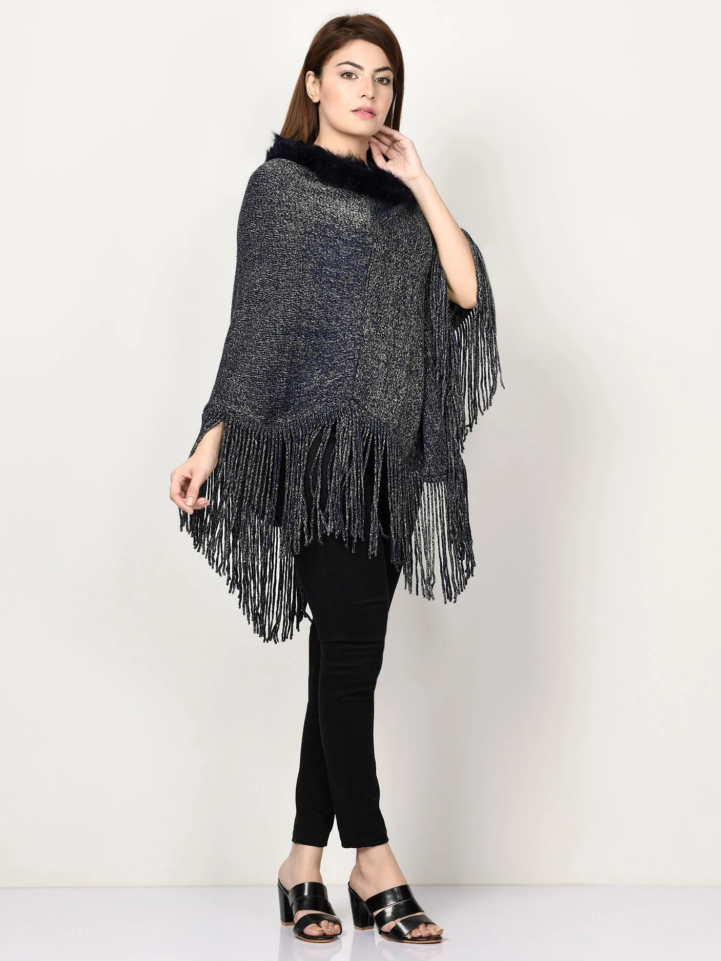 Shimmery Fur Poncho