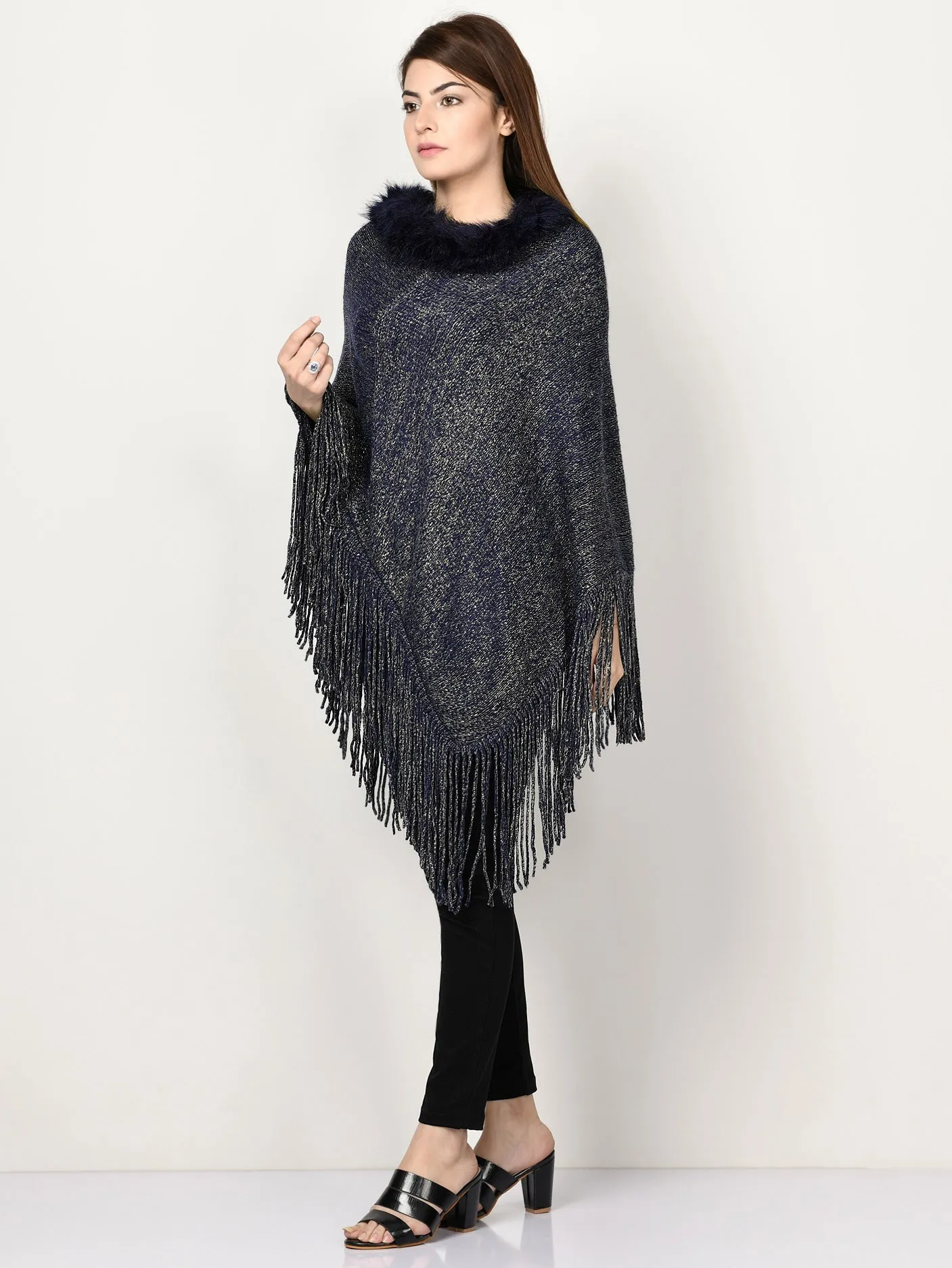 Shimmery Fur Poncho