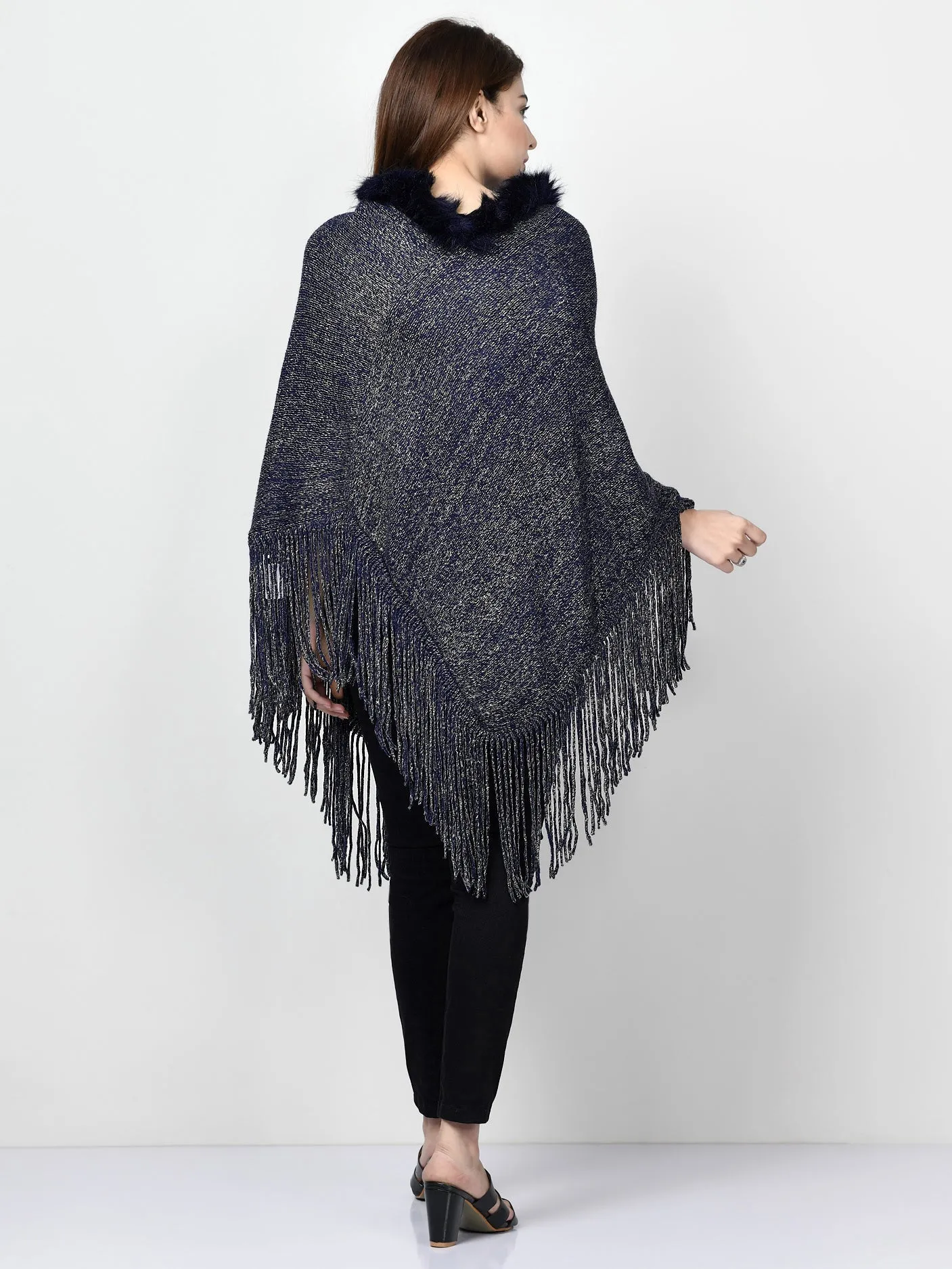 Shimmery Fur Poncho