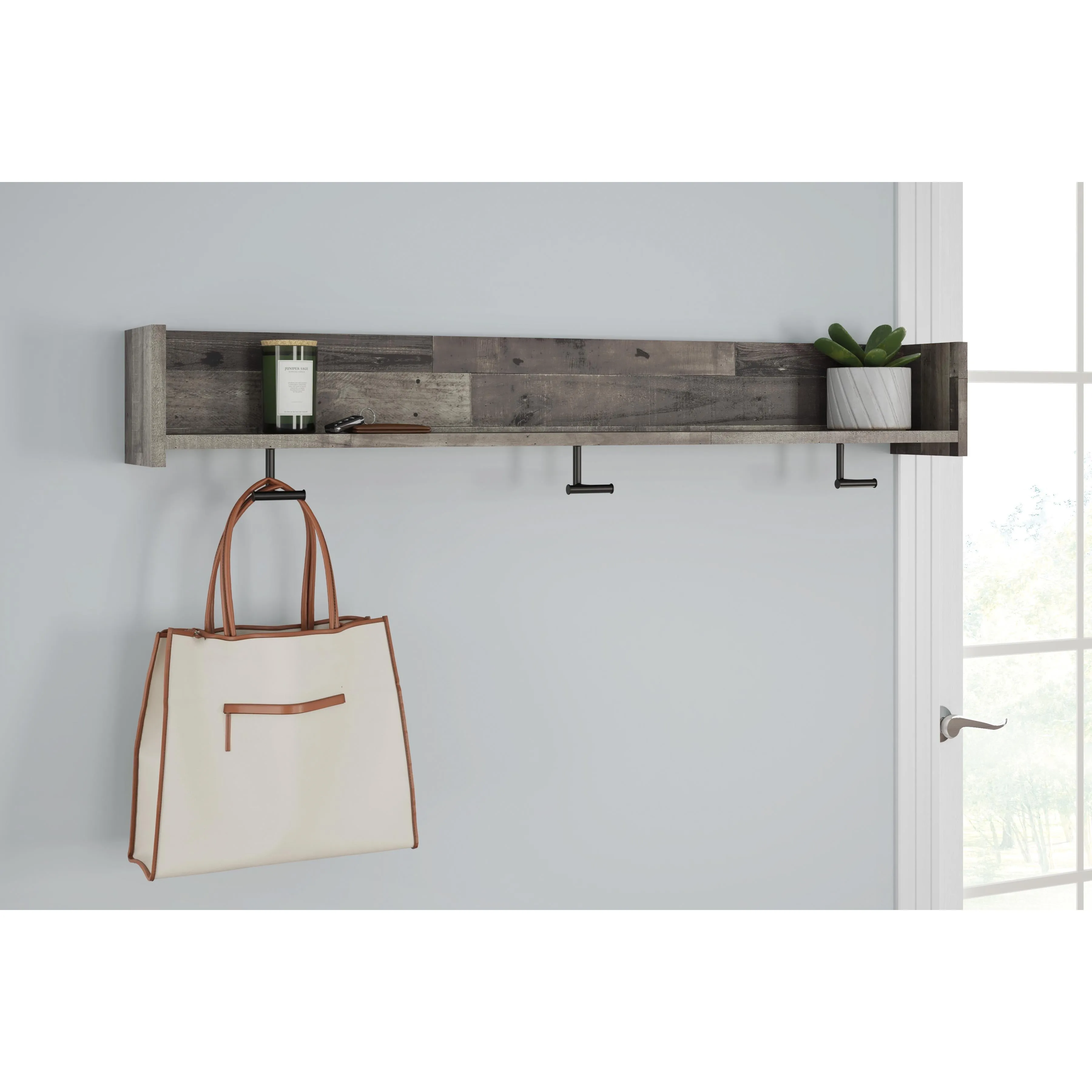 Signature Design by Ashley Neilsville EA2120-151 Wall Mounted Coat Rack with Shelf