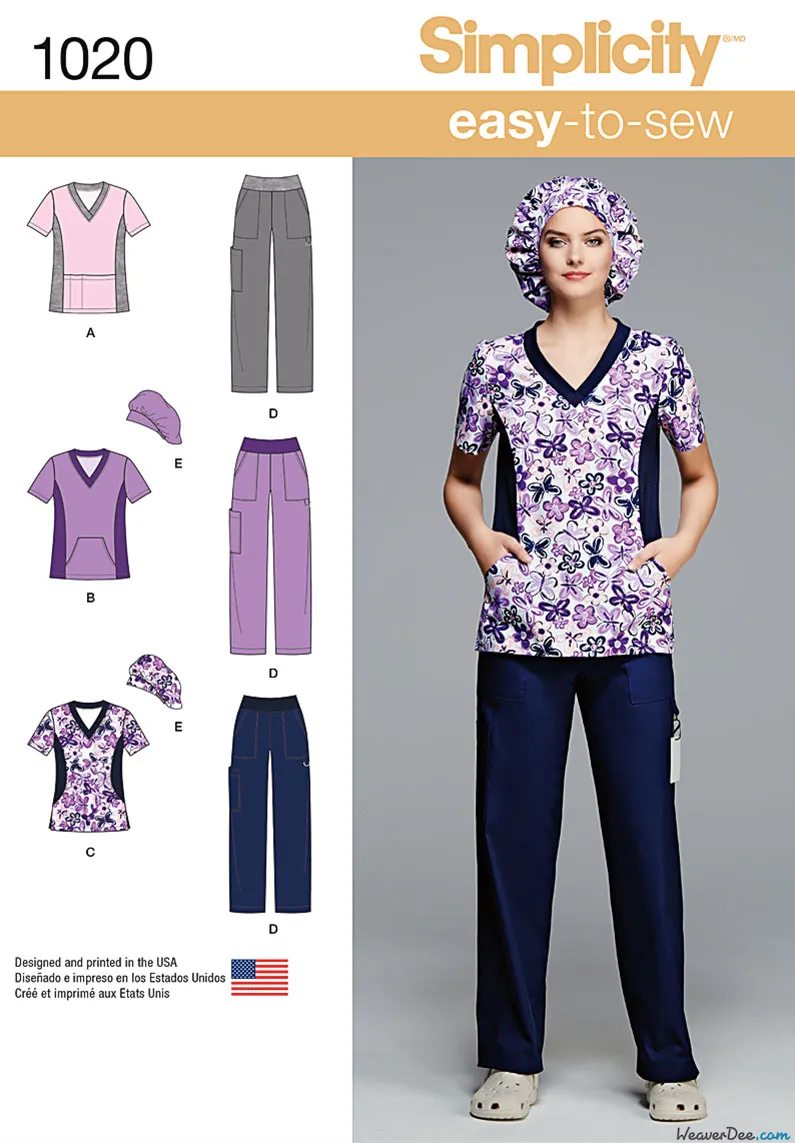 Simplicity Pattern S1020 Misses' & Plus Size Scrubs