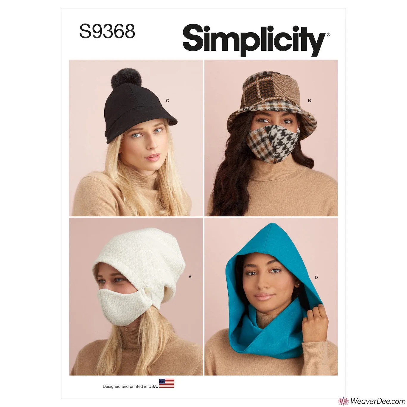 Simplicity Pattern S9368 Hat & Mask Sets: Hooded Infinity Scarf & Mask