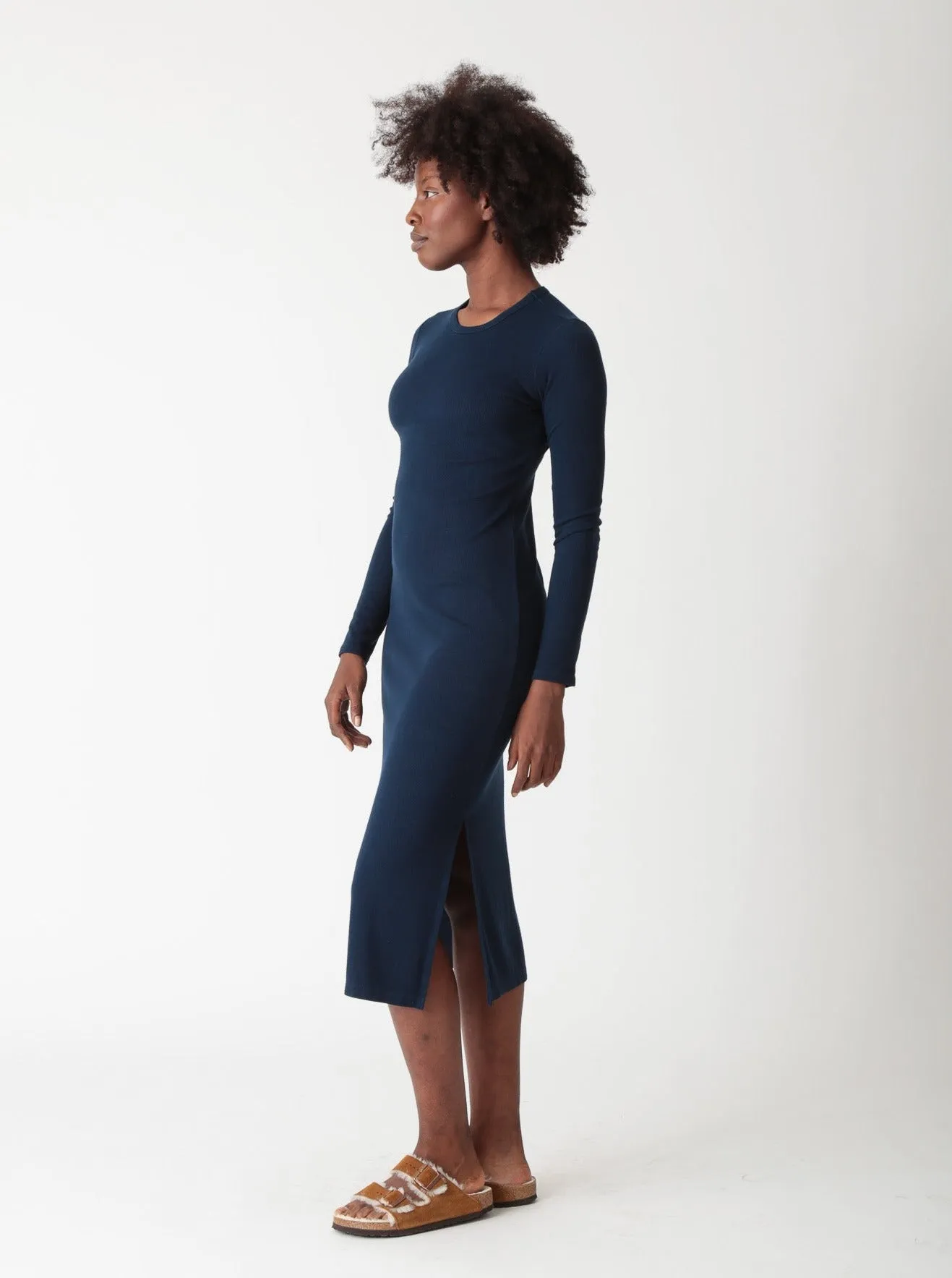 Skyler Rib Dress - Indigo