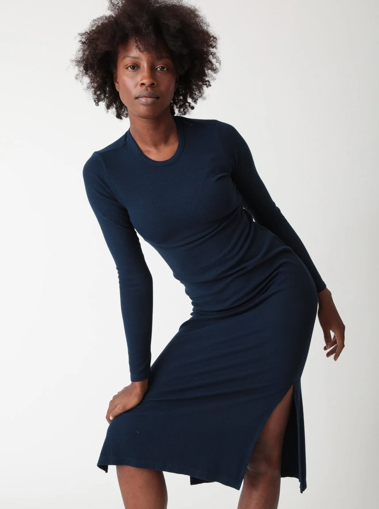 Skyler Rib Dress - Indigo