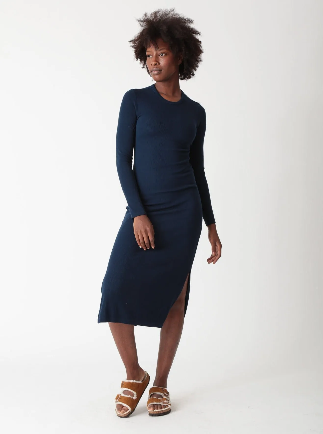 Skyler Rib Dress - Indigo