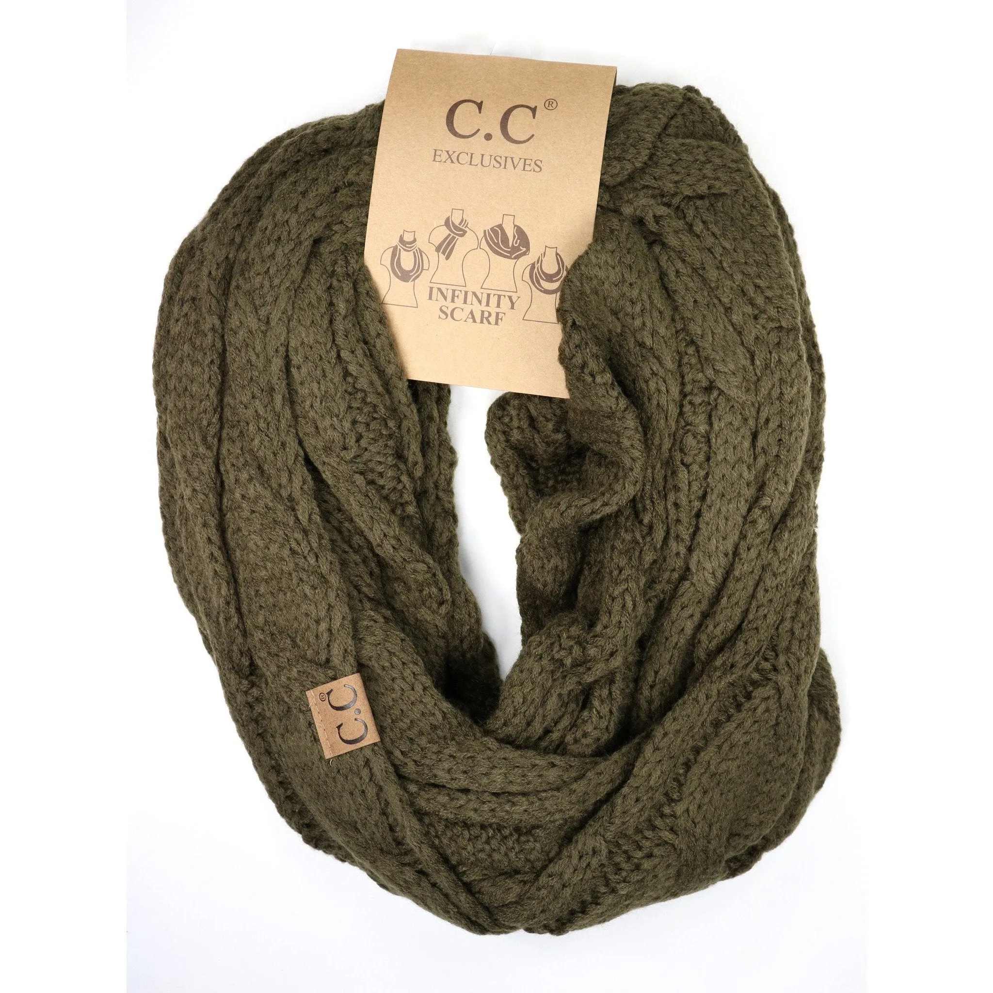 SOLID CABLE KNIT CC INFINITY SCARF