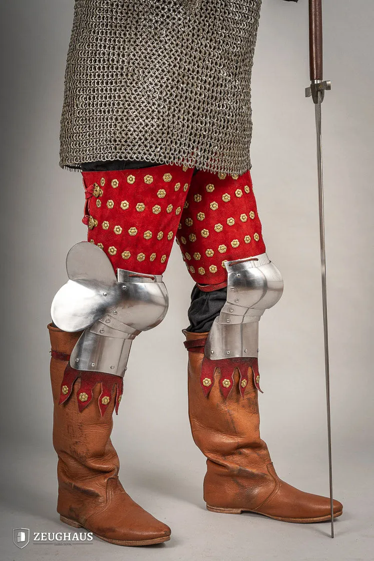 Splinted Leg Armour Suede Leather Red