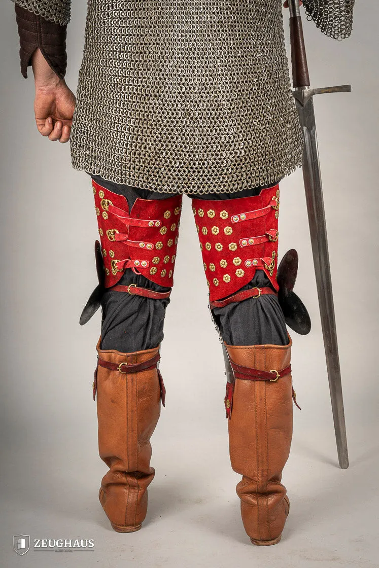 Splinted Leg Armour Suede Leather Red