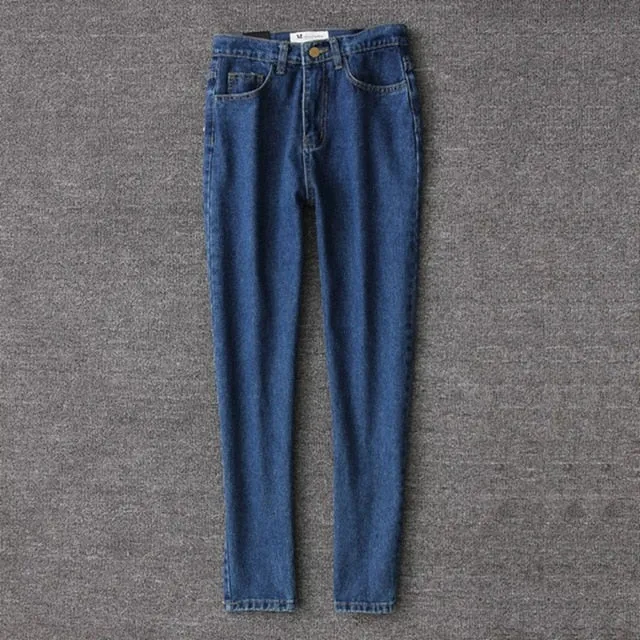 Spring women pencil denim pants blue high waist jeans