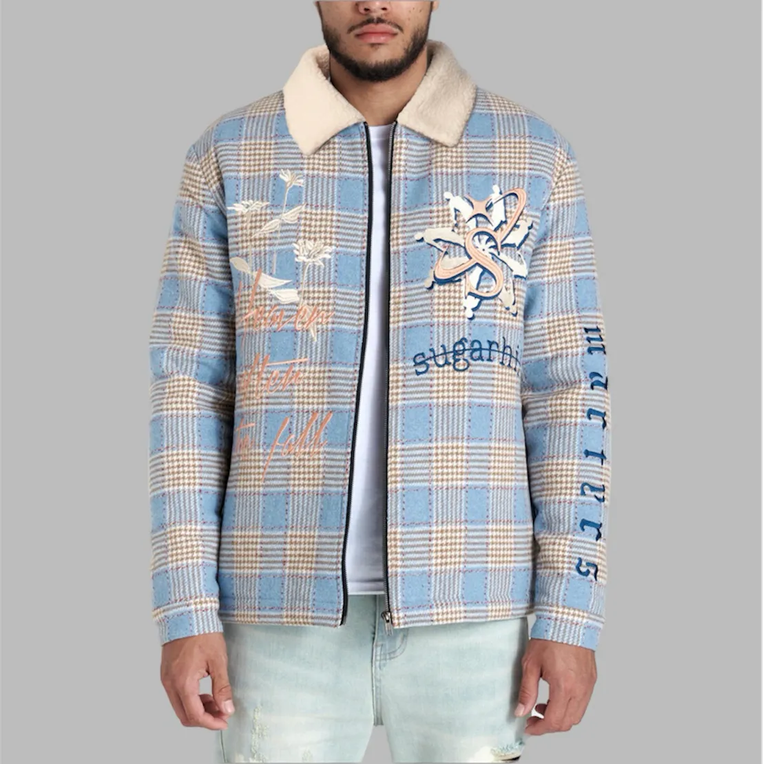 Sugarhill Faith Woven Jacket Blue Sherpa